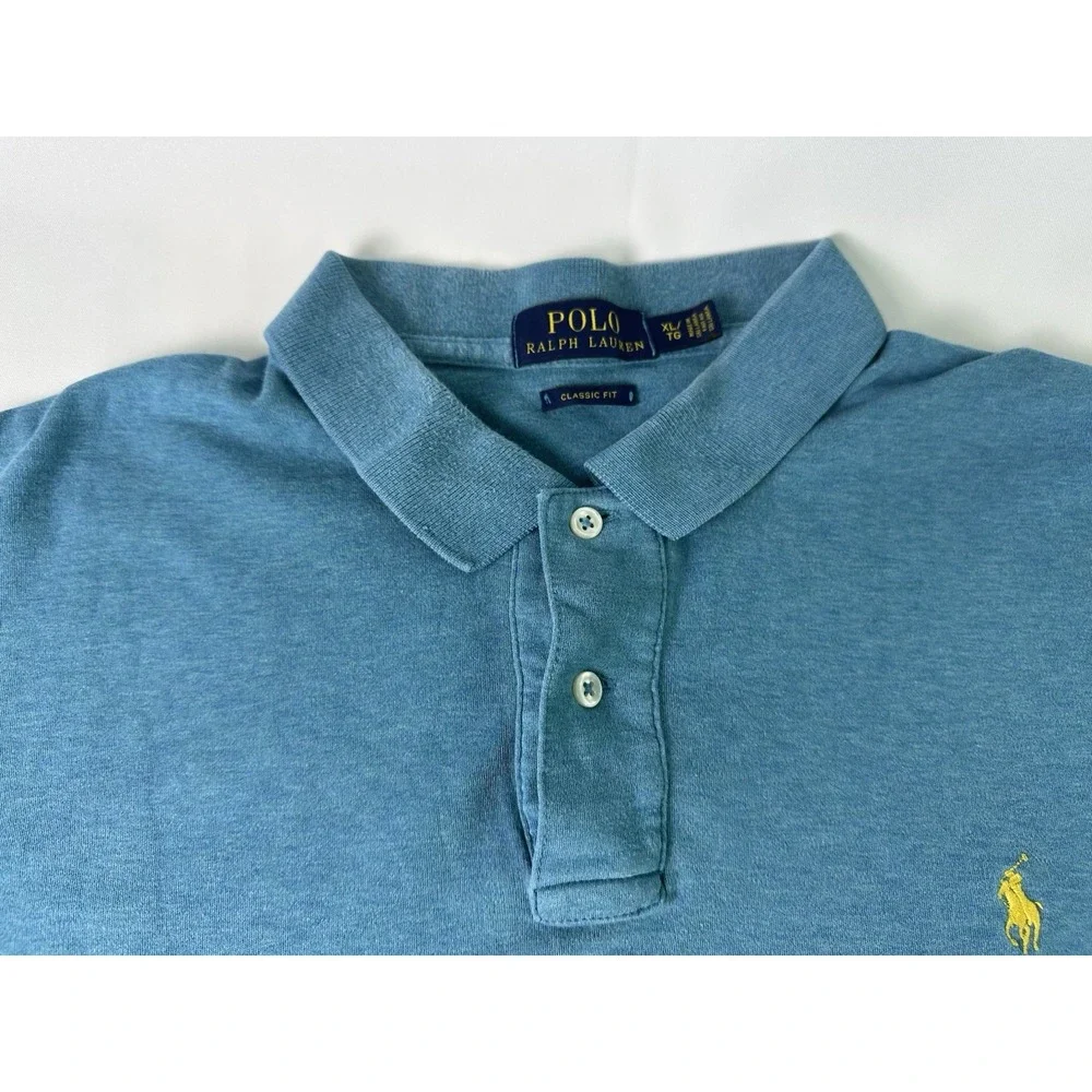Polo By Ralph‎ Lauren Polo Shirt Men's Size XL BLUE Classic Fit Yellow Pony